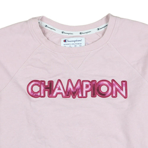 Champion Womens Pink Pullover Sweatshirt XS Graphic Logo Crew Neck