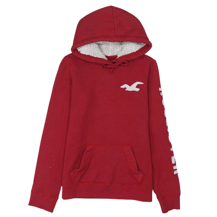 Hollister Men’s Red Pullover Hoodie S Fleece Lined Logo Sweatshirt