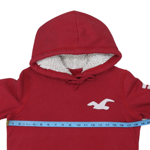 Hollister Men’s Red Pullover Hoodie S Fleece Lined Logo Sweatshirt