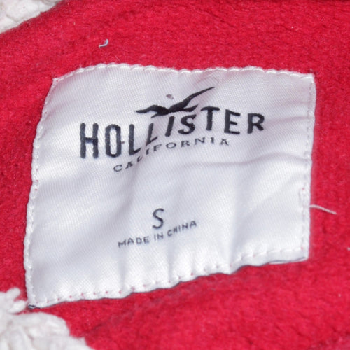 Hollister Men’s Red Pullover Hoodie S Fleece Lined Logo Sweatshirt