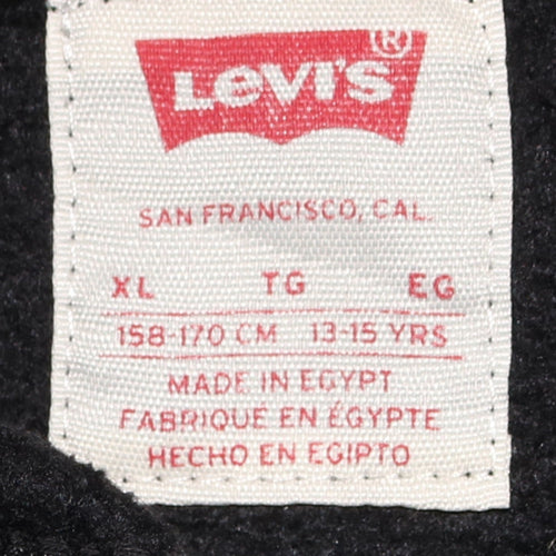 Levi's Girls Black Hooded Pullover Sweatshirt XL 13-15 Years Logo Design