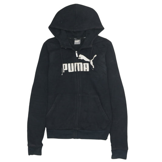 Puma Womens Black Full Zip Hoodie Sweatshirt L Logo Print Casual
