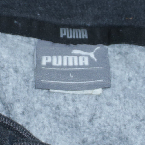 Puma Womens Black Full Zip Hoodie Sweatshirt L Logo Print Casual