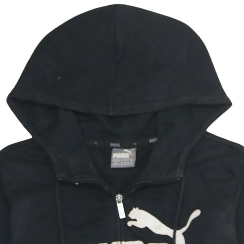 Puma Womens Black Full Zip Hoodie Sweatshirt L Logo Print Casual