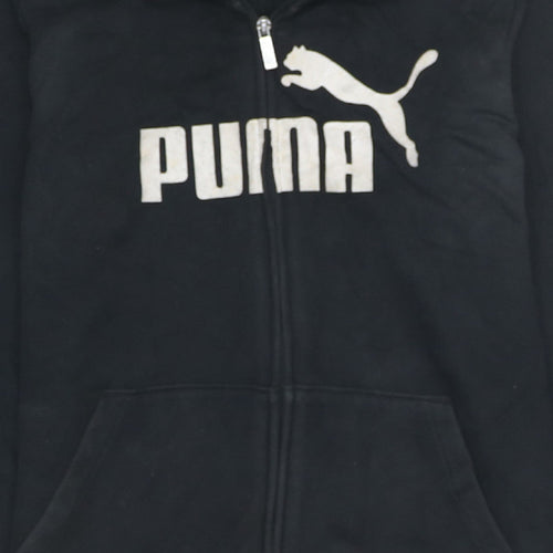 Puma Womens Black Full Zip Hoodie Sweatshirt L Logo Print Casual