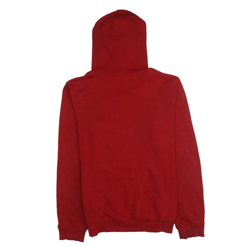 Adidas Mens Red Pullover Hoodie Large Logo Print Cotton Fleece