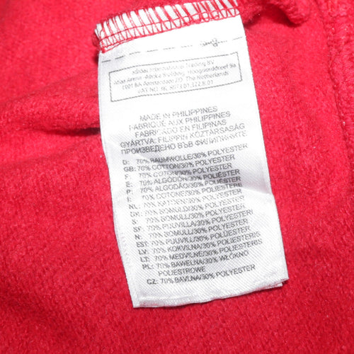 Adidas Mens Red Pullover Hoodie Large Logo Print Cotton Fleece
