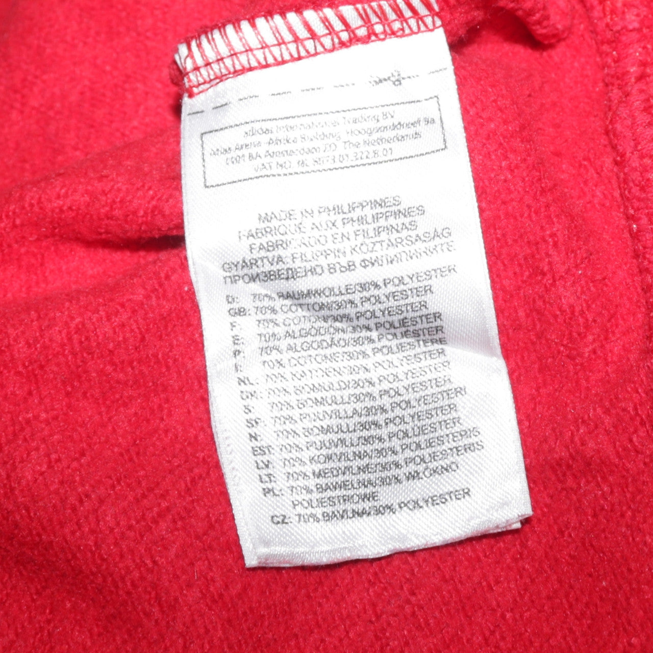Adidas Mens Red Pullover Hoodie Large Logo Print Cotton Fleece