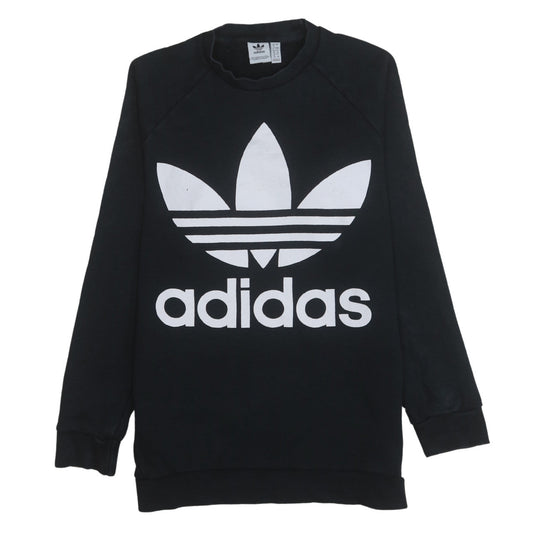 Adidas Womens Black Size 8 Crew Neck Trefoil Logo Sweatshirt