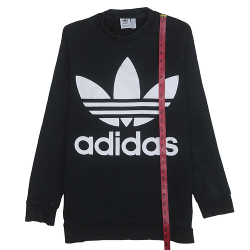 Adidas Womens Black Size 8 Crew Neck Trefoil Logo Sweatshirt