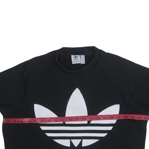 Adidas Womens Black Size 8 Crew Neck Trefoil Logo Sweatshirt