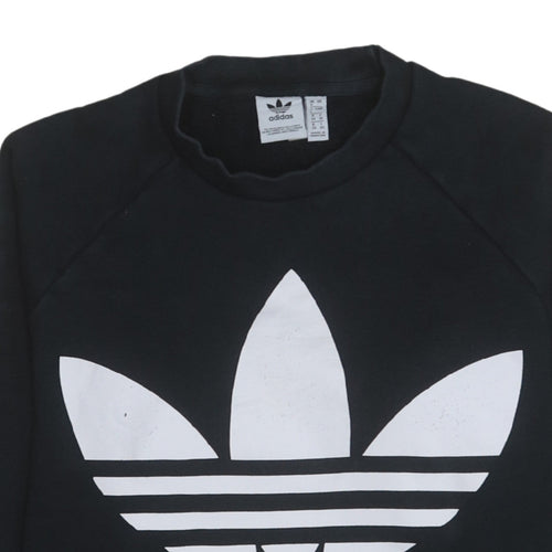 Adidas Womens Black Size 8 Crew Neck Trefoil Logo Sweatshirt