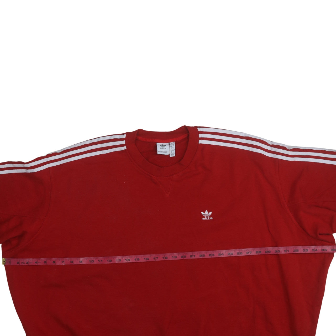 Adidas Womens Red 3-Stripes Crew Neck Pullover Sweatshirt 3XL