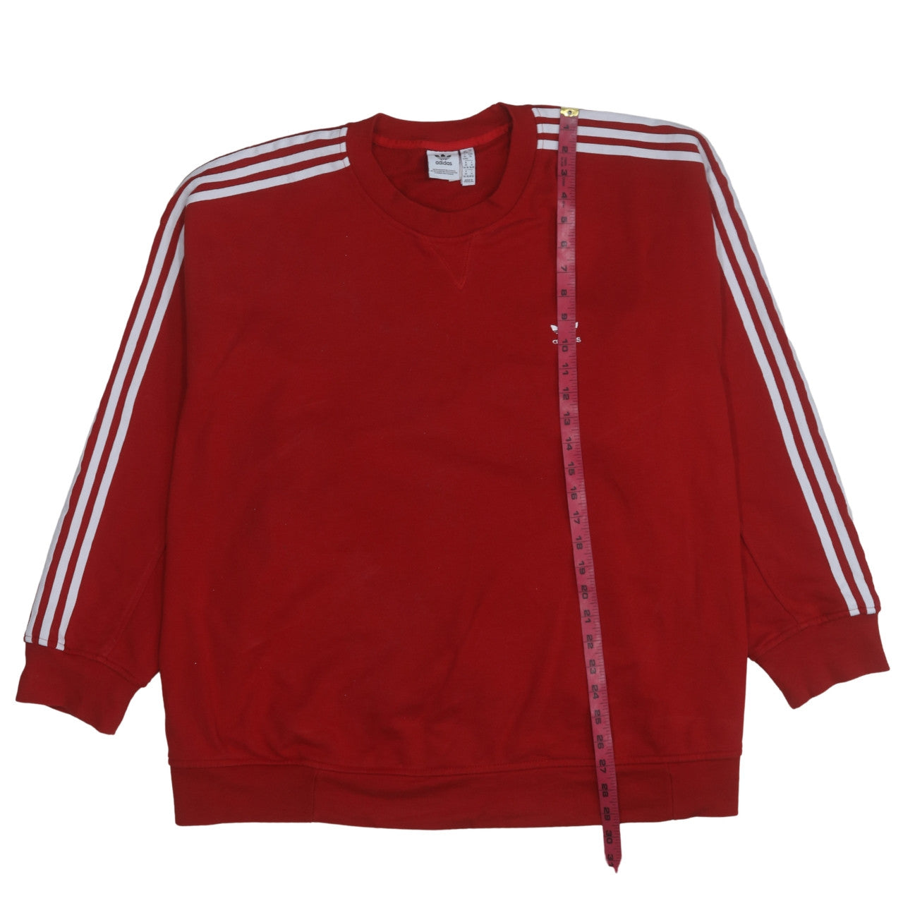 Adidas Womens Red 3-Stripes Crew Neck Pullover Sweatshirt 3XL