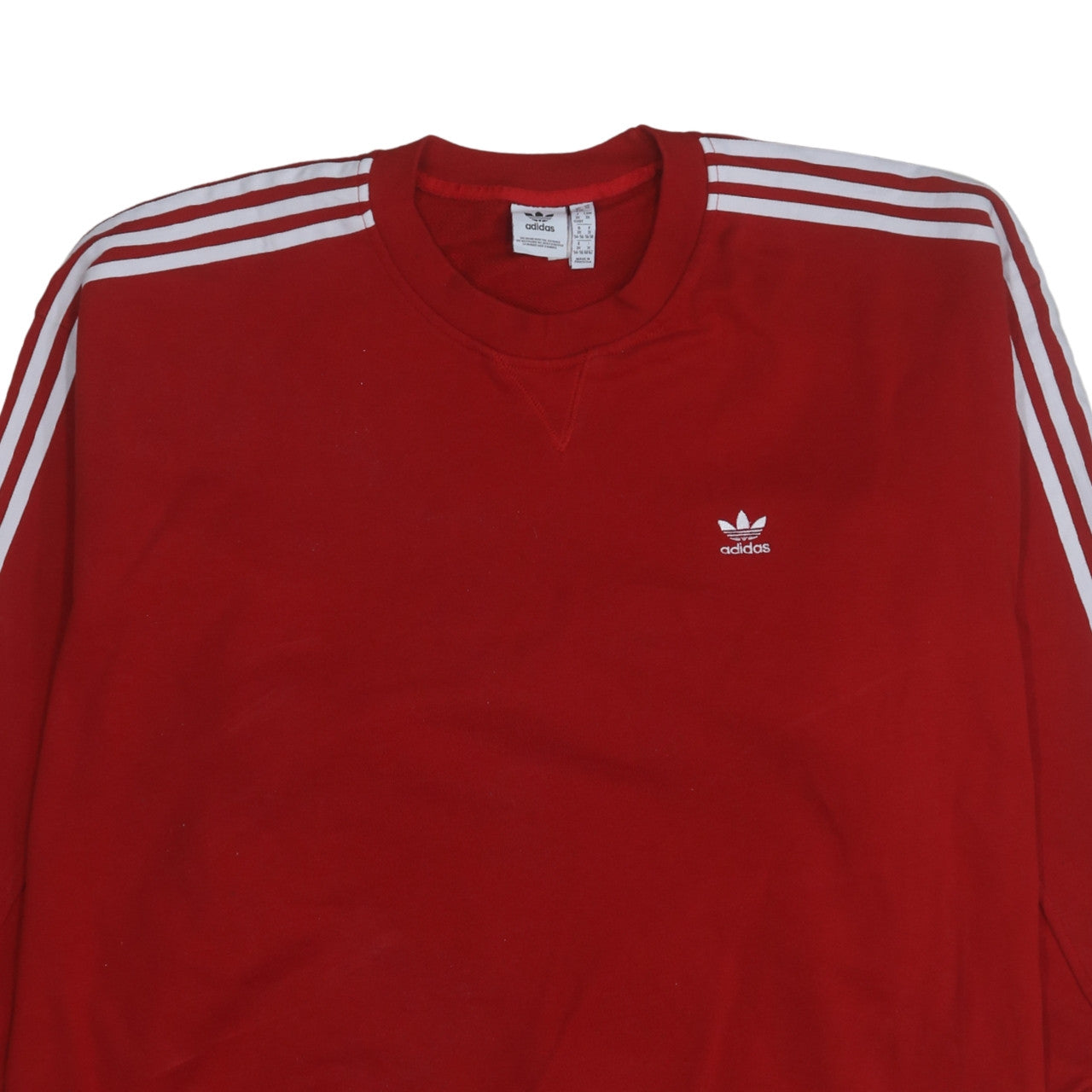 Adidas Womens Red 3-Stripes Crew Neck Pullover Sweatshirt 3XL