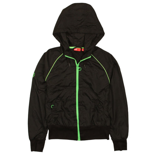 Puma Womens Black Hooded Windbreaker Jacket Size 10