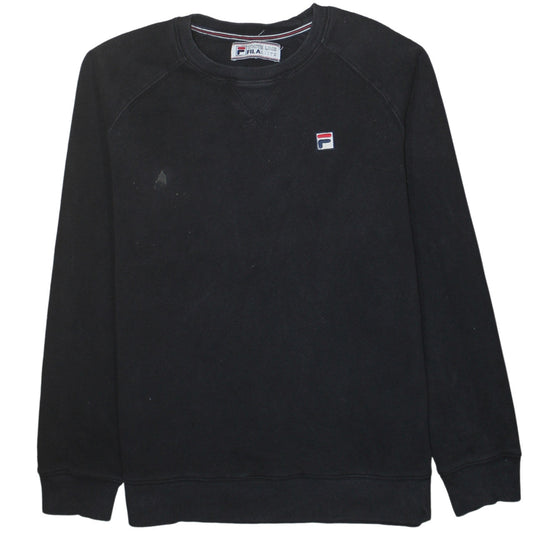 Fila Mens Black Pullover Sweatshirt L Logo Crew Neck Sportswear