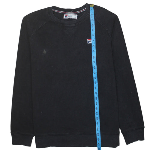 Fila Mens Black Pullover Sweatshirt L Logo Crew Neck Sportswear