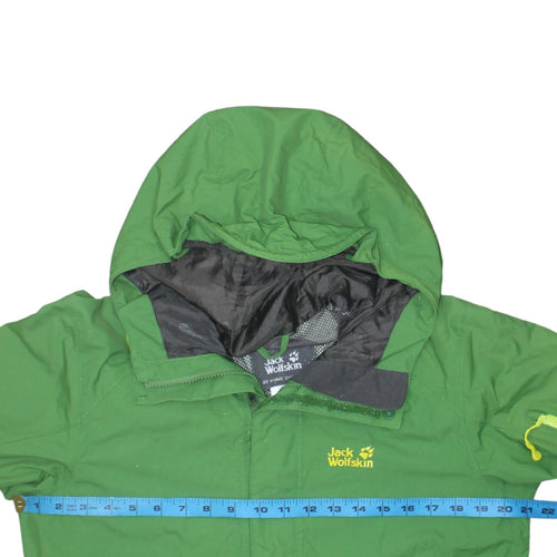 Jack Wolfskin Men’s Green Waterproof Hooded Rain Jacket Size S