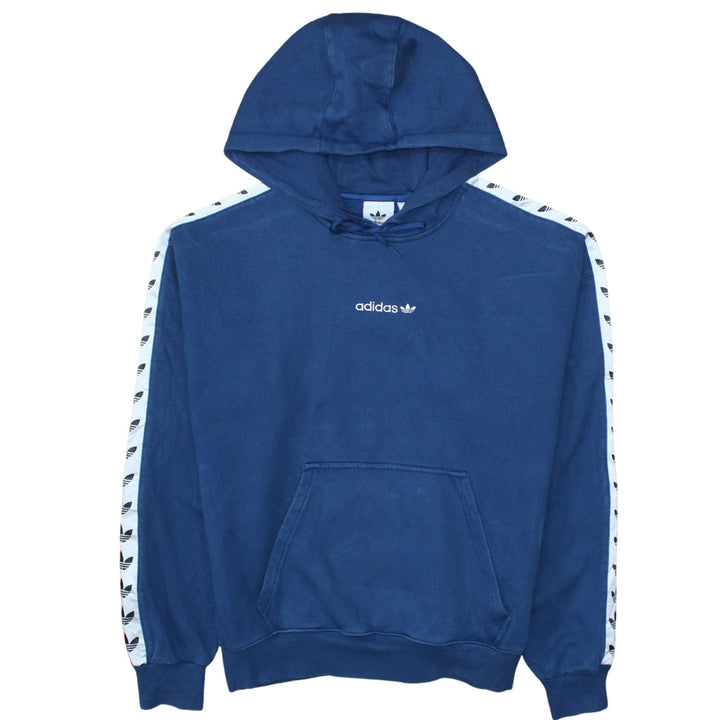Adidas Men Blue Pullover Hoodie Size M Logo Fleece Sweatshirt