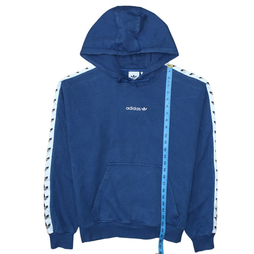 Adidas Men Blue Pullover Hoodie Size M Logo Fleece Sweatshirt