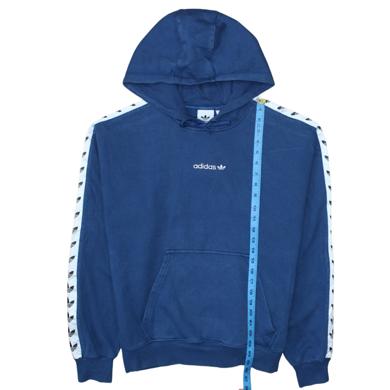 Adidas Men Blue Pullover Hoodie Size M Logo Fleece Sweatshirt