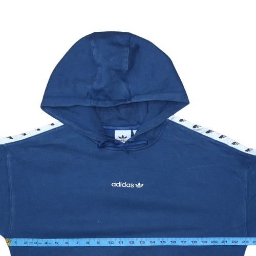 Adidas Men Blue Pullover Hoodie Size M Logo Fleece Sweatshirt