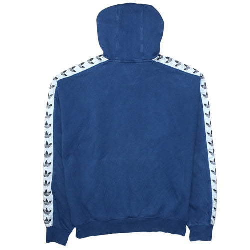 Adidas Men Blue Pullover Hoodie Size M Logo Fleece Sweatshirt
