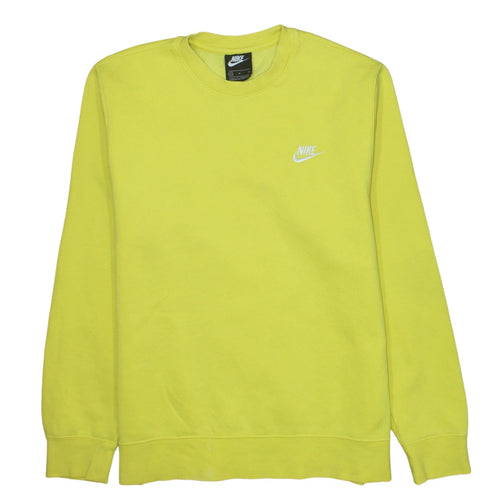 Nike Men Yellow Crew Neck Pullover Sweatshirt M Regular Fit Fleece