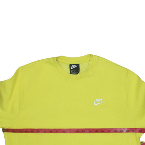 Nike Men Yellow Crew Neck Pullover Sweatshirt M Regular Fit Fleece