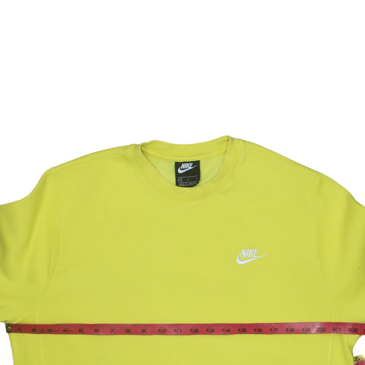 Nike Men Yellow Crew Neck Pullover Sweatshirt M Regular Fit Fleece