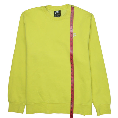 Nike Men Yellow Crew Neck Pullover Sweatshirt M Regular Fit Fleece