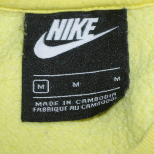 Nike Men Yellow Crew Neck Pullover Sweatshirt M Regular Fit Fleece