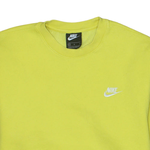 Nike Men Yellow Crew Neck Pullover Sweatshirt M Regular Fit Fleece