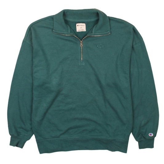 Champion Men’s Green 1/2 Zip Fleece Sweatshirt Size S