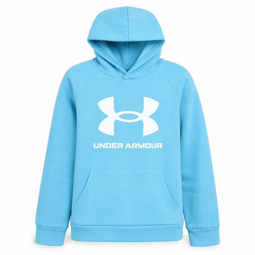 Under Armour Boys Blue Pullover Hoodie Size 10-11 Years Fleece Logo Sweatshirt