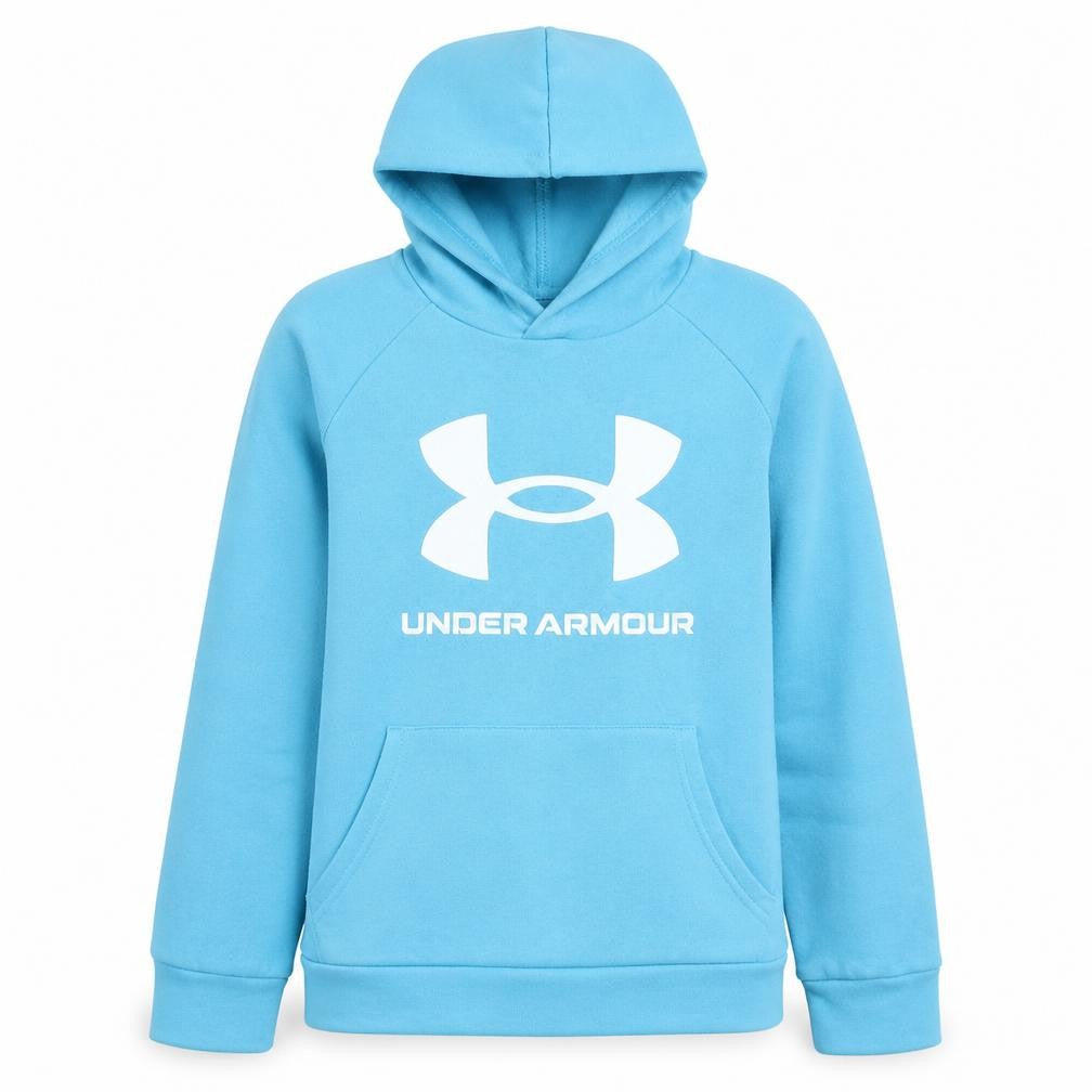 Under Armour Boys Blue Pullover Hoodie Size 10-11 Years Fleece Logo Sweatshirt
