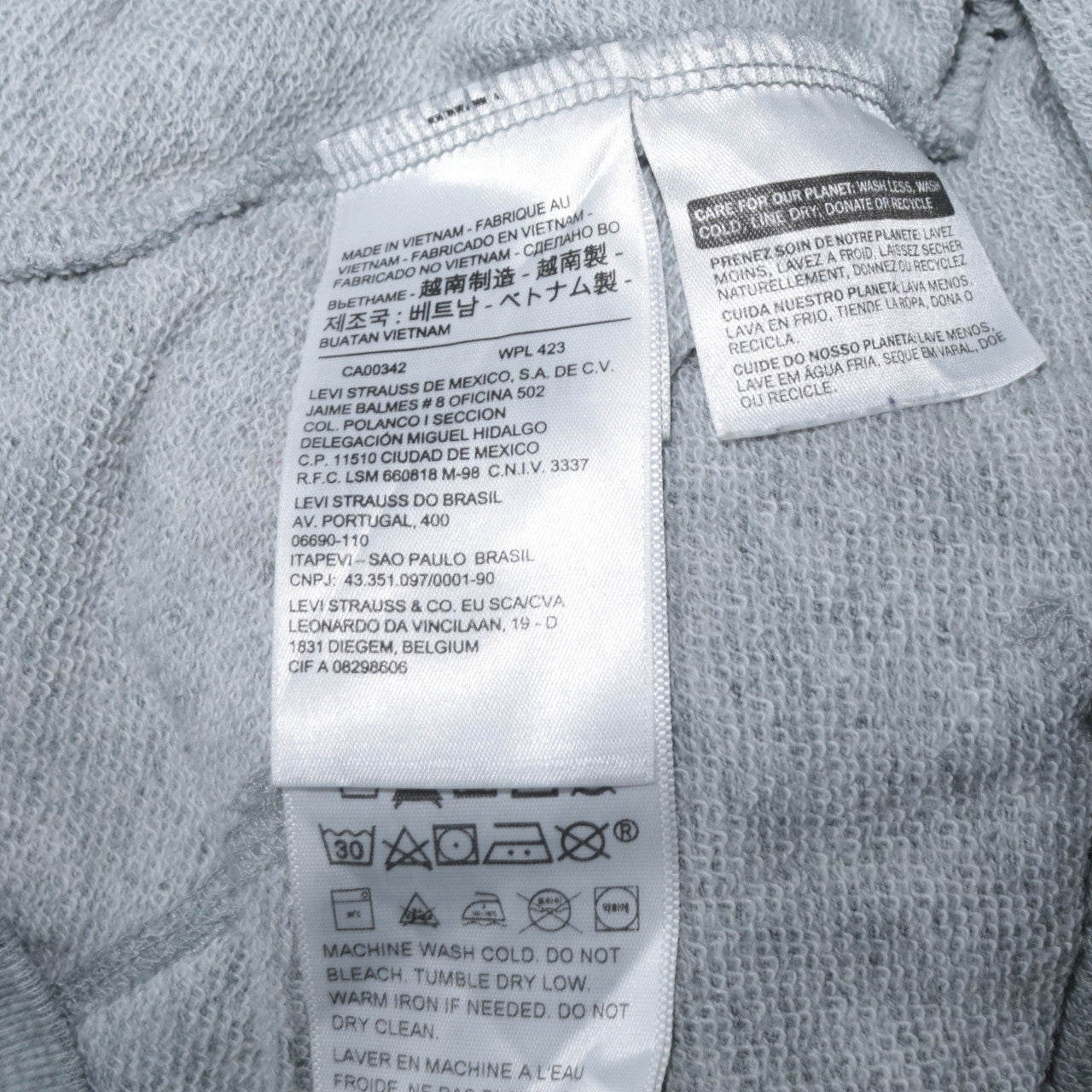 Levi's Grey Logo Pullover Hoodie Teens S Regular Fit