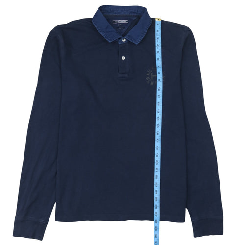 Tommy Hilfiger Men's Blue Slim Fit 2XL Long Sleeve Collared Polo Shirt