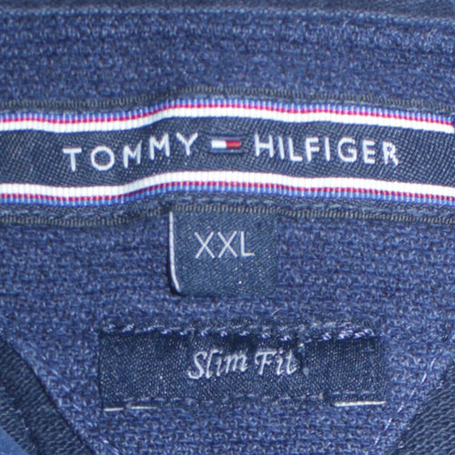 Tommy Hilfiger Men's Blue Slim Fit 2XL Long Sleeve Collared Polo Shirt