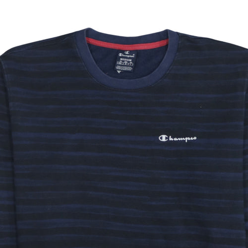 Champion Men's Blue Striped Pullover Sweatshirt Medium