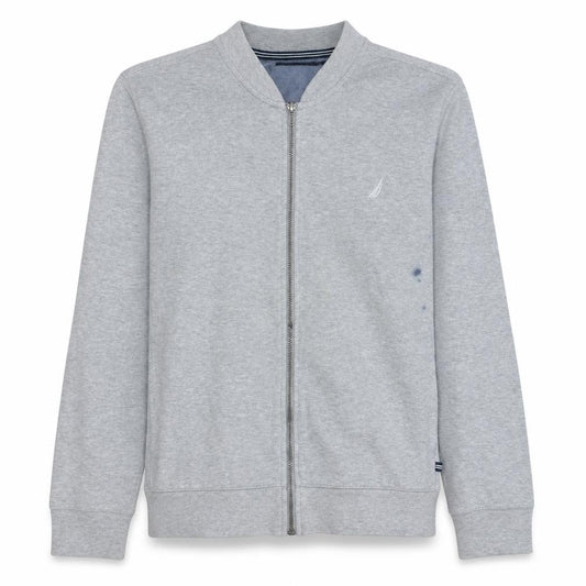 Front view of Nautica men’s grey cotton full zip basic jacket, size L