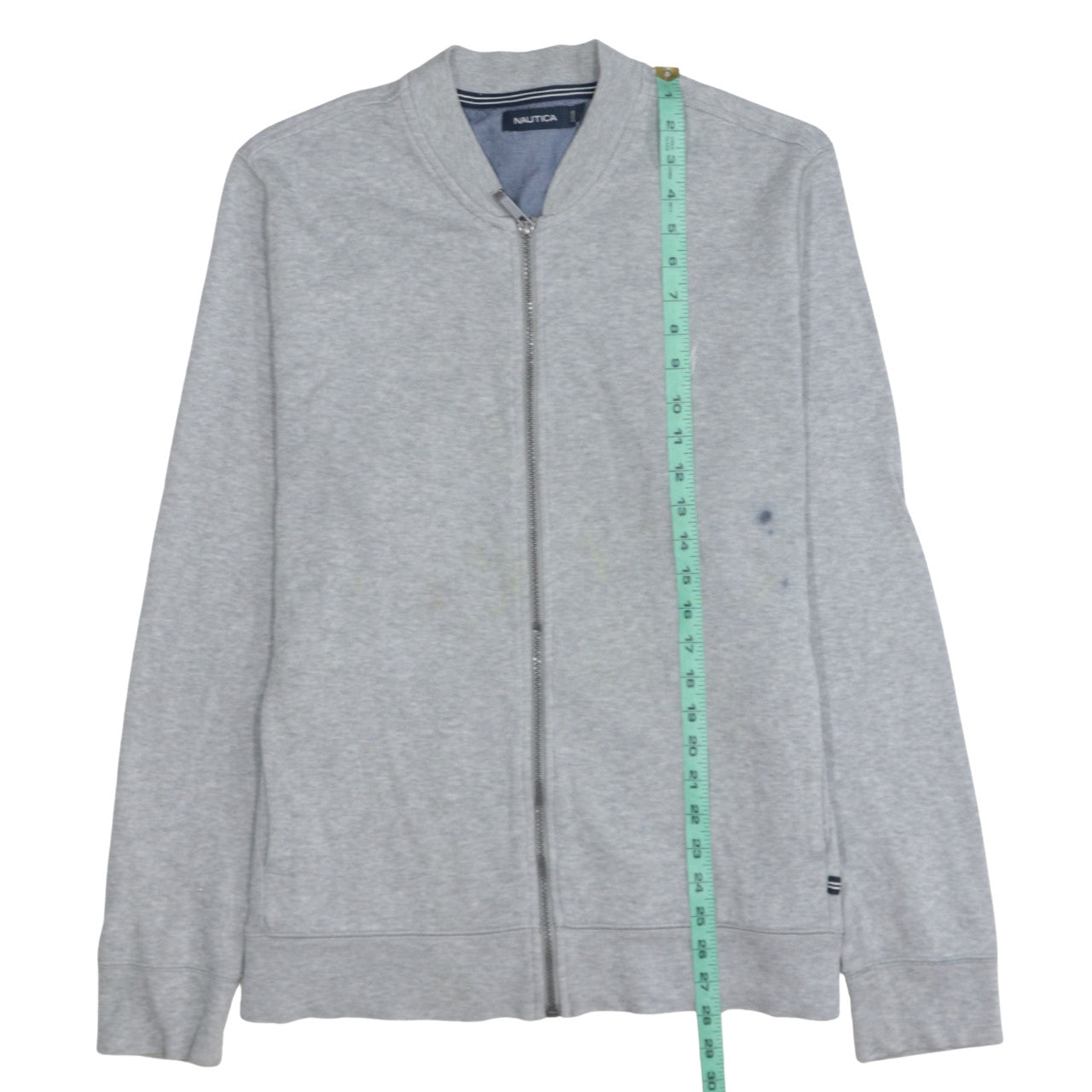 Nautica Mens Grey Cotton Full Zip Basic Jacket Size L