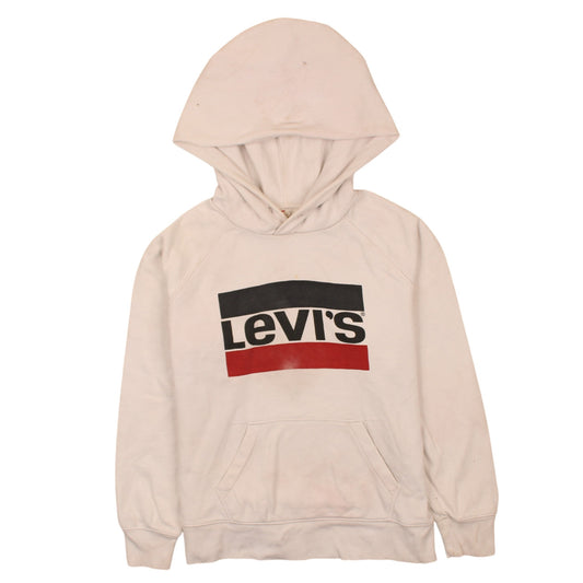 Levi's Men's White XS Pullover Hoodie with Logo Print