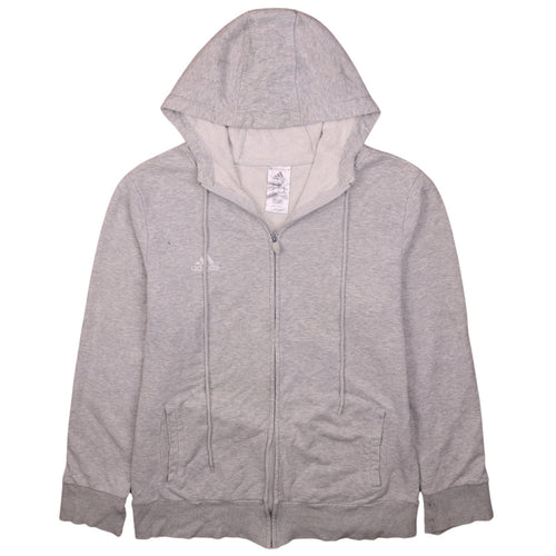 Adidas Mens Grey Full Zip Hoodie XL Regular Fit Lightweight