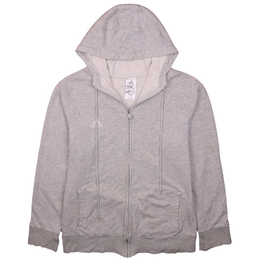 Adidas Mens Grey Full Zip Hoodie XL Regular Fit Lightweight