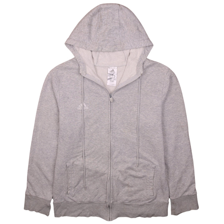 Adidas Mens Grey Full Zip Hoodie XL Regular Fit Lightweight