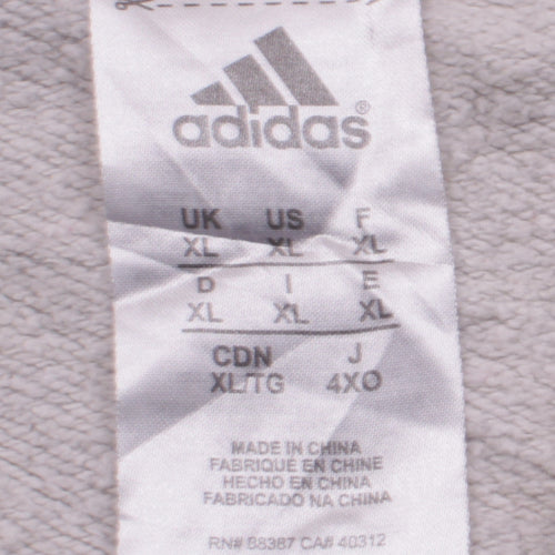 Adidas Mens Grey Full Zip Hoodie XL Regular Fit Lightweight