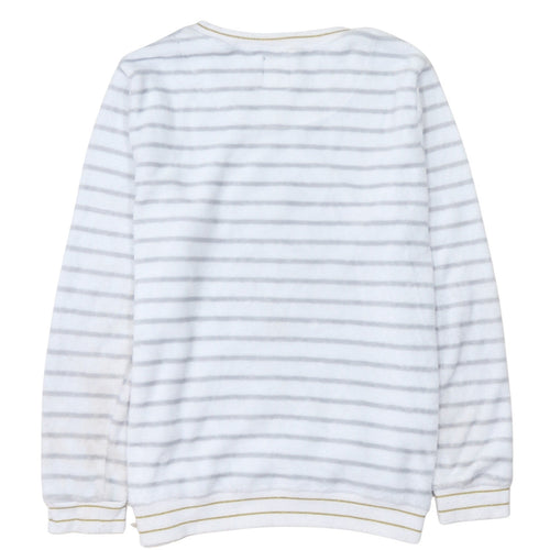 Disney Women’s White Striped Fleece Mickey Mouse Pyjama Top L
