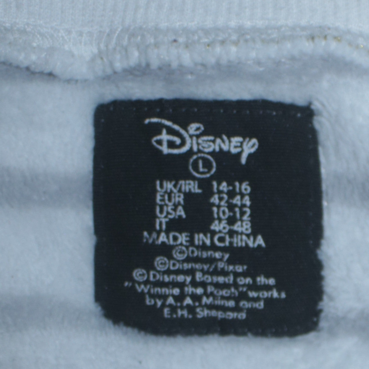 Disney Women’s White Striped Fleece Mickey Mouse Pyjama Top L